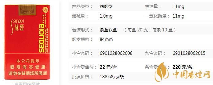 蘇煙五星紅杉樹多少錢一包 蘇煙五星紅杉樹香煙價格查詢