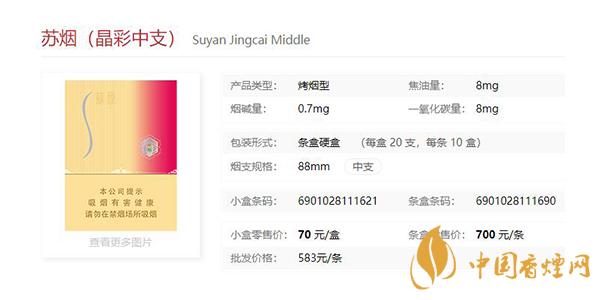 蘇煙晶彩中支多少錢(qián)一包 2021蘇煙晶彩中支價(jià)格表和圖片一覽