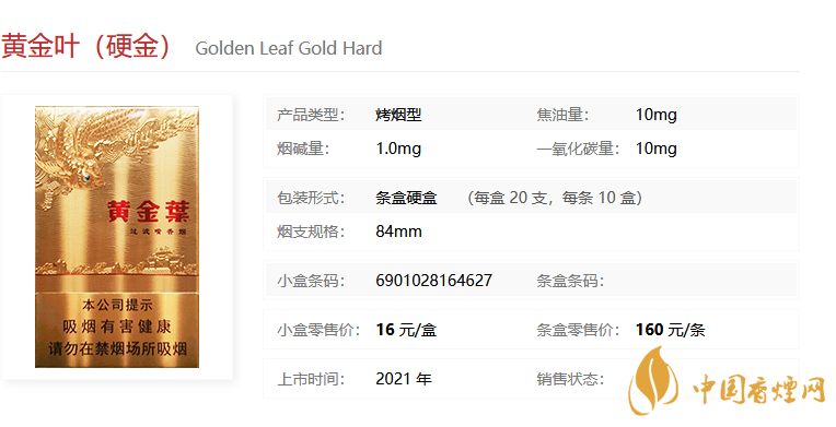 黃金葉（硬金）多少錢一包 黃金葉（硬金）價格參數(shù)一覽。